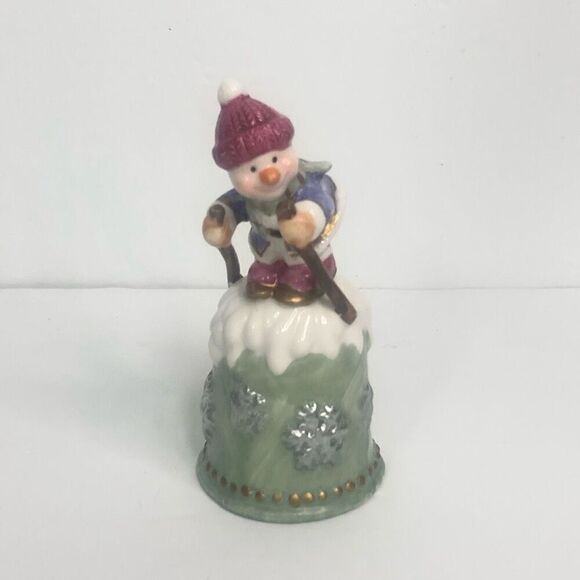 christmas bell snowman skiing bell replacement 5 inch christmas holiday - Picture 3 of 6